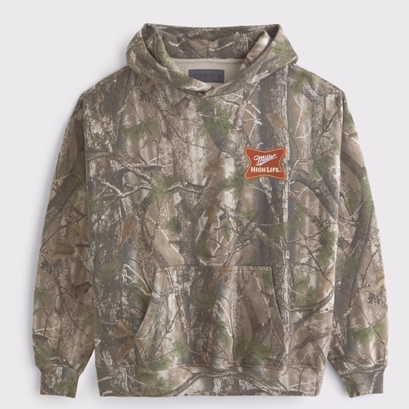 NWT Abercrombie & Fitch Miller High Life Graphic Popover Hoodie size Large - Picture 4 of 9